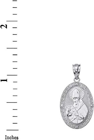 Sterling Silver St. Augustine of Hippo Oval Medal CZ Pendant (1.20") in Saudi Arabia