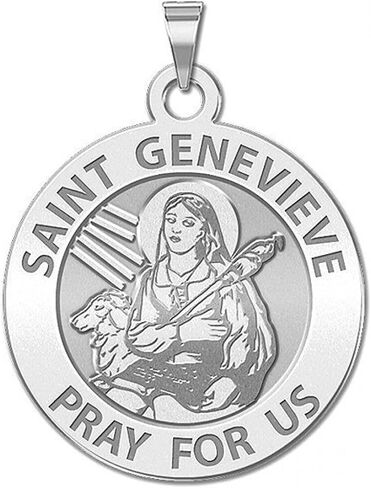 PicturesOnGold.com Saint Genevieve Round Religious Medal - 2/3 Inch Size of Dime, Sterling Silver in Saudi Arabia