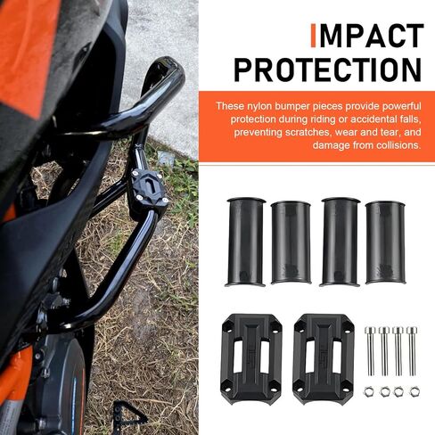 2 PCS Motorcycle Engine Guard Bumper Protection Block, Nylon Anti-Scratch Motorcycle Bumper Decor Slider, Engine Guard Crash Bar Protectors Slider, Universal for 22mm/25mm/28mm (Black) in Saudi Arabia