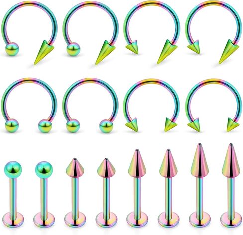 Hoeudjo Long Spike Snake Bite Piercing Jewelry 16G Lip Rings Labret Jewelry Set Monroe Studs Surgical Steel Helix Daith Tragus Cartilage Earrings for Women Men in Saudi Arabia