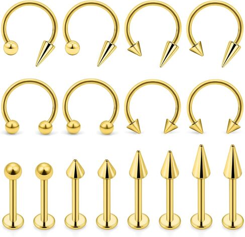 Hoeudjo Long Spike Snake Bite Piercing Jewelry 16G Lip Rings Labret Jewelry Set Monroe Studs Surgical Steel Helix Daith Tragus Cartilage Earrings for Women Men in Saudi Arabia