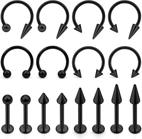 Hoeudjo Long Spike Snake Bite Piercing Jewelry 16G Lip Rings Labret Jewelry Set Monroe Studs Surgical Steel Helix Daith Tragus Cartilage Earrings for Women Men in Saudi Arabia