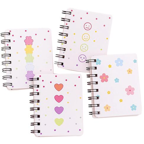 4 Pcs A7 Size Small Spiral Notebook, 3.14 Inch x 4.13 Inch 4 Style Design Thick Hardcover Blank Pages 80 Sheets/160 Pages for Study Office, Travel and Notes (pink) in Saudi Arabia