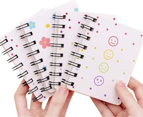 4 Pcs A7 Size Small Spiral Notebook, 3.14 Inch x 4.13 Inch 4 Style Design Thick Hardcover Blank Pages 80 Sheets/160 Pages for Study Office, Travel and Notes (pink) in Saudi Arabia