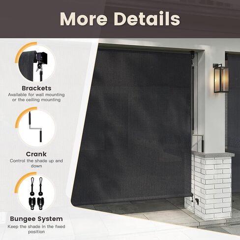 مظلة دوارة لاسلكية للأماكن الخارجية من VICLLAX مقاس 10.16 سم عرضًا × 15.24 سم ارتفاعًا، ستائر خارجية قابلة للطي للشرفة الأمامية، أسود جرافيت in Kuwait