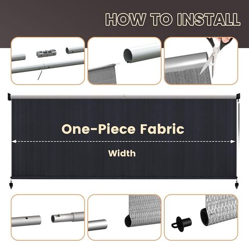 مظلة دوارة لاسلكية للأماكن الخارجية من VICLLAX مقاس 10.16 سم عرضًا × 15.24 سم ارتفاعًا، ستائر خارجية قابلة للطي للشرفة الأمامية، أسود جرافيت in Kuwait