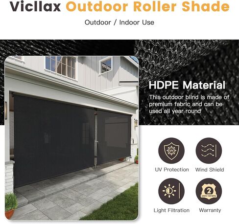 مظلة دوارة لاسلكية للأماكن الخارجية من VICLLAX مقاس 10.16 سم عرضًا × 15.24 سم ارتفاعًا، ستائر خارجية قابلة للطي للشرفة الأمامية، أسود جرافيت in Kuwait