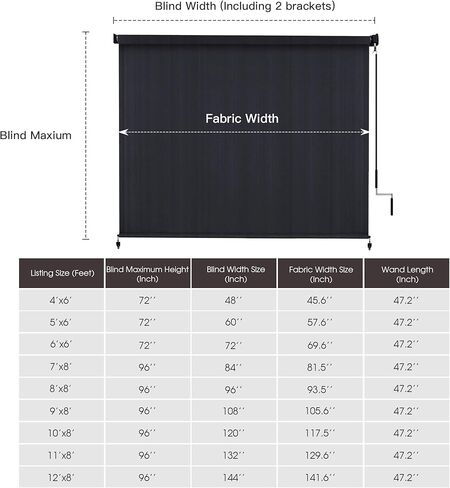مظلة دوارة لاسلكية للأماكن الخارجية من VICLLAX مقاس 10.16 سم عرضًا × 15.24 سم ارتفاعًا، ستائر خارجية قابلة للطي للشرفة الأمامية، أسود جرافيت in Kuwait