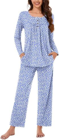 Ladies' Two-Piece Long Sleeve Sleep Set with Pockets in Saudi Arabia