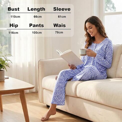 Ladies' Two-Piece Long Sleeve Sleep Set with Pockets in Saudi Arabia