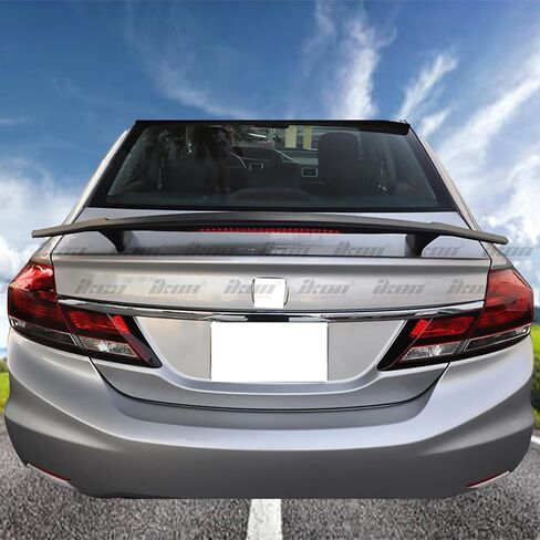 Trunk Spoiler Compatible with Universal Cars, IKON Style Glossy Black ABS Spoiler Wing BodyKit with 3rd Brake Light by IKON MOTORSPORTS in Saudi Arabia