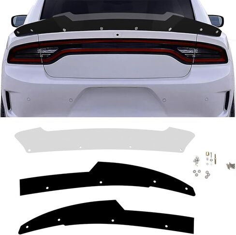 Rear Wickerbill Spoiler Fits 2015-2022 Dodge Charger SRT SXT Scat Pack Hellact, Add-on Style 3-Pieces (Gloss Black) in Saudi Arabia