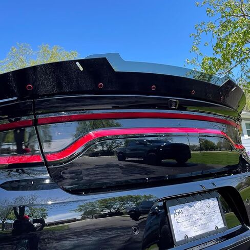 Rear Wickerbill Spoiler Fits 2015-2022 Dodge Charger SRT SXT Scat Pack Hellact, Add-on Style 3-Pieces (Gloss Black) in Saudi Arabia