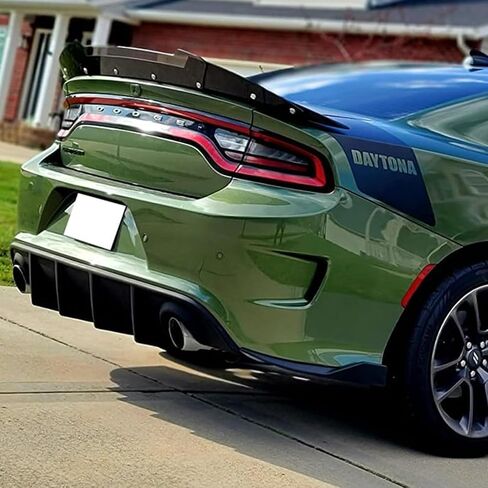 Rear Wickerbill Spoiler Fits 2015-2022 Dodge Charger SRT SXT Scat Pack Hellact, Add-on Style 3-Pieces (Gloss Black) in Saudi Arabia