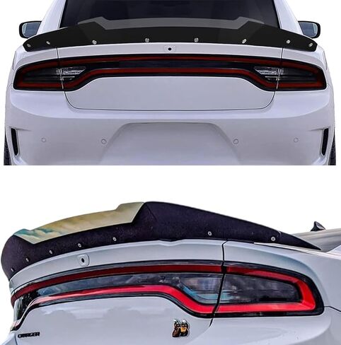 Rear Wickerbill Spoiler Fits 2015-2022 Dodge Charger SRT SXT Scat Pack Hellact, Add-on Style 3-Pieces (Gloss Black) in Saudi Arabia