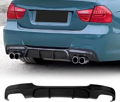 Rear Diffuser Compatible with E90 M Sport 2006-2013 MP Style Rear Bumper Lower Lip Splitter (Single Side Double Outlet) in Saudi Arabia