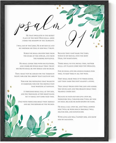 HAUS AND HUES Psalm 91 Wall Art - Bible Verses Wall Art, Religious Wall Quotes Bible Verse, Artwork with Scripture Art, Religious Gifts for Women, Christian Prints and Posters (Unframed, 16x20) in Kuwait