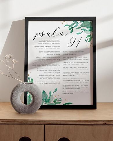 HAUS AND HUES Psalm 91 Wall Art - Bible Verses Wall Art, Religious Wall Quotes Bible Verse, Artwork with Scripture Art, Religious Gifts for Women, Christian Prints and Posters (Unframed, 16x20) in Kuwait