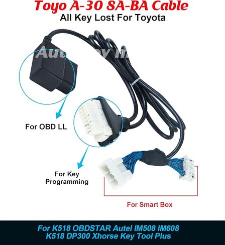 OBDII OBD2 Diagnostic Cable Adapter Program All Keys Lost Via OBD -Without PIN Code Fit for Toyota 30 pin 8A-BA and 4A Models in Saudi Arabia