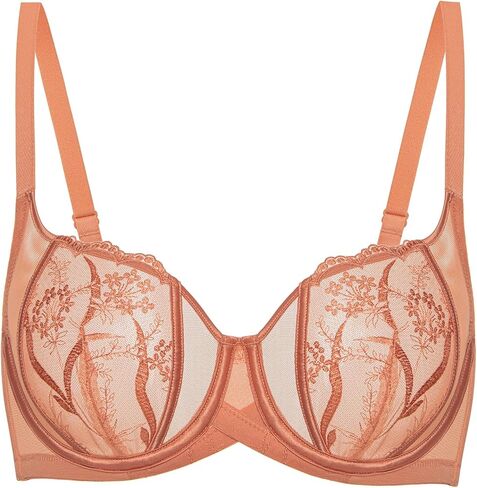 Deyllo Women's Sexy Lace Bra Demi Sheer Mesh Balconette Unlined Bras Underwire in Saudi Arabia