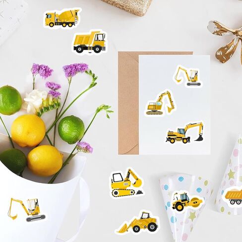 2 Rolls of 500 Sheets Each - Construction Vehicle Pattern Sticker Tape, Waterproof PVC Seal Envelope Labels, Gift Wrapping Decorative Adhesive Labels for Cross-Border Shipping in Saudi Arabia