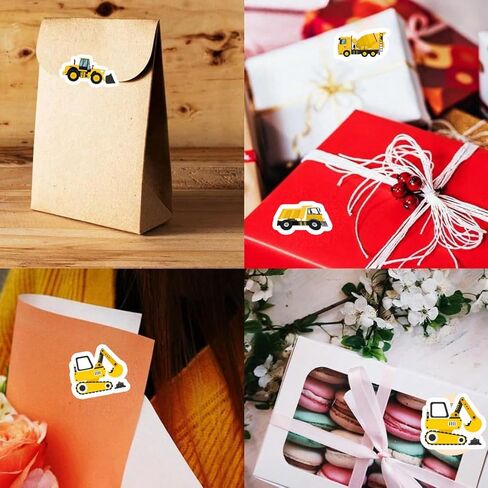 2 Rolls of 500 Sheets Each - Construction Vehicle Pattern Sticker Tape, Waterproof PVC Seal Envelope Labels, Gift Wrapping Decorative Adhesive Labels for Cross-Border Shipping in Saudi Arabia