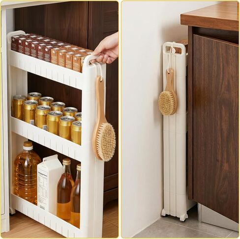 Slim Rolling Storage Cart Bathroom Organizer Slide Out Storage Carts Rolling Utility Cart Slide Out Organizer for Kitchen Bathroom Laundry Office Plastic Slide-Out Shelves Space-Saving Design 3-Tier in Saudi Arabia