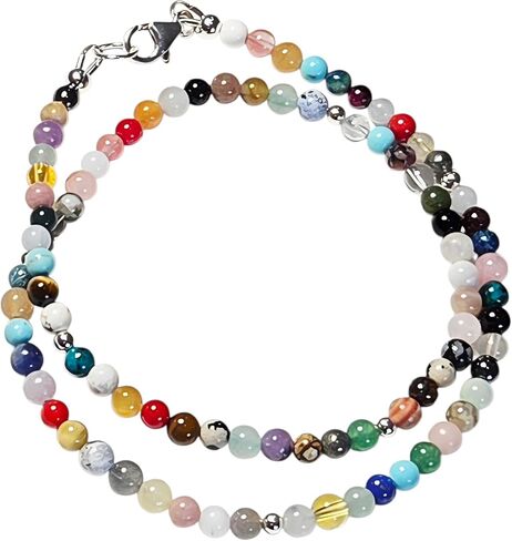 PinkCloud Handmade Rainbow Gemstone Chakra Necklace, Energy Choker, Gift for Her, Ombre, Genuine Gemstones, Healing Crystals in Saudi Arabia