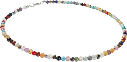 PinkCloud Handmade Rainbow Gemstone Chakra Necklace, Energy Choker, Gift for Her, Ombre, Genuine Gemstones, Healing Crystals in Saudi Arabia