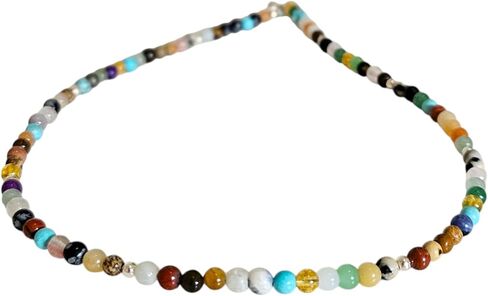 PinkCloud Handmade Rainbow Gemstone Chakra Necklace, Energy Choker, Gift for Her, Ombre, Genuine Gemstones, Healing Crystals in Saudi Arabia