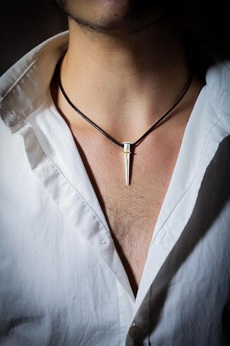 Silver Cross Necklace for Men – 925 Sterling Silver Jerusalem Nail Cross Pendant with Gold-Plated Detail on Black Leather Cord | Christian Faith & Valentine’s Day Gift for Him in Saudi Arabia