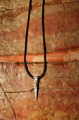 Silver Cross Necklace for Men – 925 Sterling Silver Jerusalem Nail Cross Pendant with Gold-Plated Detail on Black Leather Cord | Christian Faith & Valentine’s Day Gift for Him in Saudi Arabia
