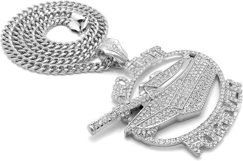 Icy NO LIMIT FOREVER TANK Large Pendant & 7mm 24" 30" 36" Cuban Chain Hip Hop Necklace in Saudi Arabia