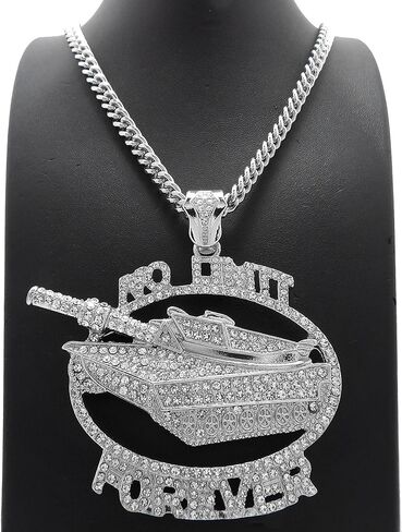 Icy NO LIMIT FOREVER TANK Large Pendant & 7mm 24" 30" 36" Cuban Chain Hip Hop Necklace in Saudi Arabia
