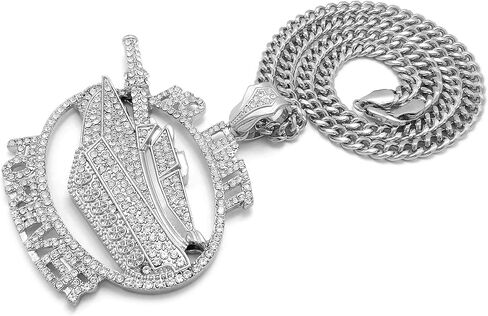 Icy NO LIMIT FOREVER TANK Large Pendant & 7mm 24" 30" 36" Cuban Chain Hip Hop Necklace in Saudi Arabia