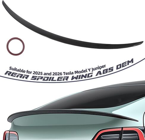 ABS Rear Spoiler Wing for Model Y Juniper 2025-2026, Glossy Carbon Fiber Trunk Lip, OEM Style Performance Exterior Accessory, Compatible with Juniper Standard, Premium and Performance Models in Saudi Arabia