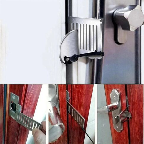 8cm Stainless Steel Safety Door Stops Portable Anti-Theft Door Blocker Safe Lock StopperyTool for Home Hotel Travel (Silver) in Saudi Arabia