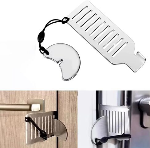 8cm Stainless Steel Safety Door Stops Portable Anti-Theft Door Blocker Safe Lock StopperyTool for Home Hotel Travel (Silver) in Saudi Arabia