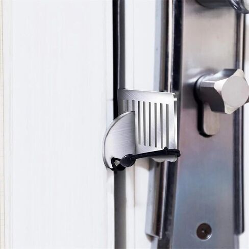 8cm Stainless Steel Safety Door Stops Portable Anti-Theft Door Blocker Safe Lock StopperyTool for Home Hotel Travel (Silver) in Saudi Arabia