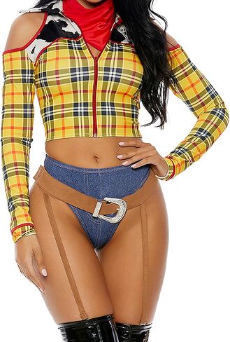 Forplay Women's Playtime Sheriff Sexy Cowboy Movie Character Costume Adult Costume, Yellow in Kuwait