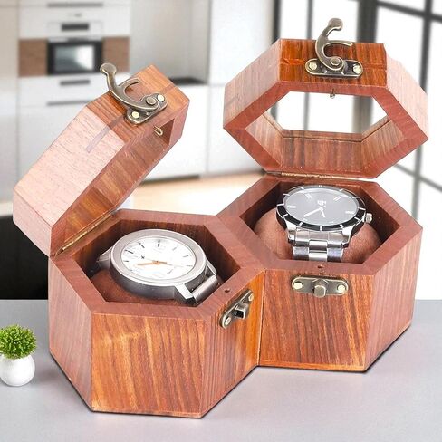 Wooden Watch Display Box - Honeycomb Design, 12 Hexagonal Compartments, Blue Velvet Interior for Luxury Watches, Elegant Organizer for Watches & Jewelry (10 boxes) in Saudi Arabia