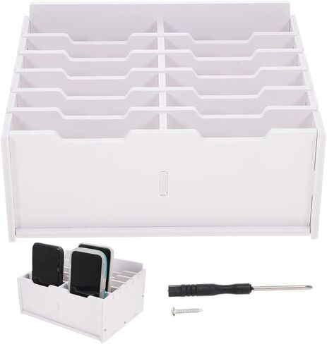 Multi-Grid Cell Phone Organizer Box with Divided Compartments Desktop Storage for Classroom Office Meetings Phone Holder 8.6X6.7X4 Inches in Saudi Arabia