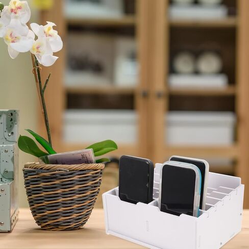 Multi-Grid Cell Phone Organizer Box with Divided Compartments Desktop Storage for Classroom Office Meetings Phone Holder 8.6X6.7X4 Inches in Saudi Arabia