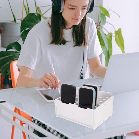 Multi-Grid Cell Phone Organizer Box with Divided Compartments Desktop Storage for Classroom Office Meetings Phone Holder 8.6X6.7X4 Inches in Saudi Arabia