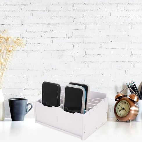 Multi-Grid Cell Phone Organizer Box with Divided Compartments Desktop Storage for Classroom Office Meetings Phone Holder 8.6X6.7X4 Inches in Saudi Arabia