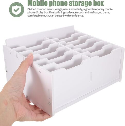 Multi-Grid Cell Phone Organizer Box with Divided Compartments Desktop Storage for Classroom Office Meetings Phone Holder 8.6X6.7X4 Inches in Saudi Arabia