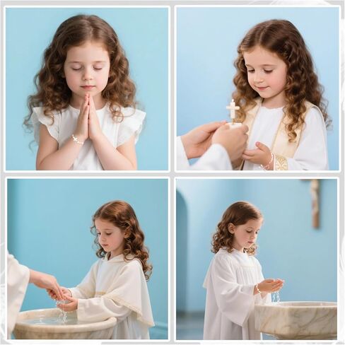 Adjustable Pink Pearl Cross Bracelet Baptism Confirmation First Communion Religious Gifts for Girls, Daughter, Granddaughter, Niece in Kuwait