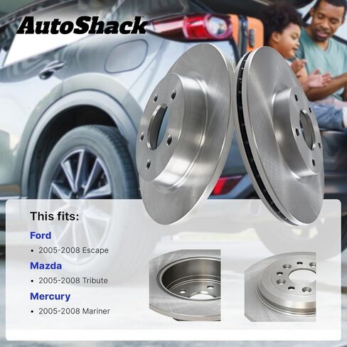 AutoShack 11.88" (301.8 mm) Rear Solid Brake Rotors Replacement for 2005-2008 Ford Escape 2005-2008 Mercury Mariner 2008 Mazda Tribute 2005-2006 Mazda Tribute 2-PC Set in Saudi Arabia