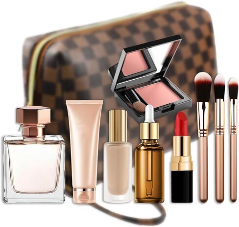 Makeup Bag, Checkered Cosmetic Bags for Women Toiletry Travel Retro Portable Make Up Bags for Christmas Birthday Gifts in Saudi Arabia