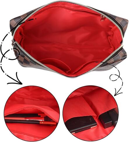 Makeup Bag, Checkered Cosmetic Bags for Women Toiletry Travel Retro Portable Make Up Bags for Christmas Birthday Gifts in Saudi Arabia